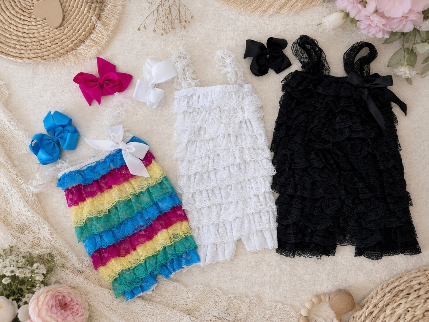 Baby Girl Lace Romper Set — Cake Smash & Birthday Outfit