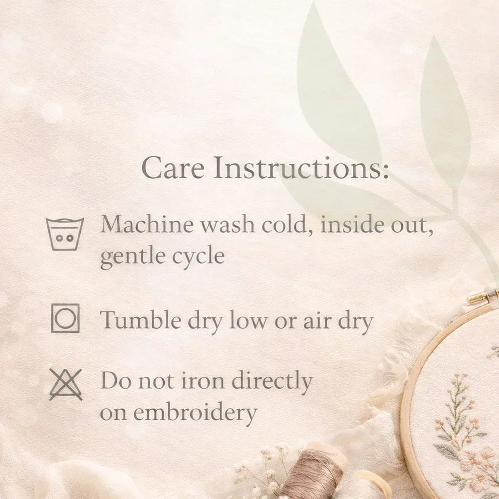 Care instructions for embroidered Christian apparel sweatshirt