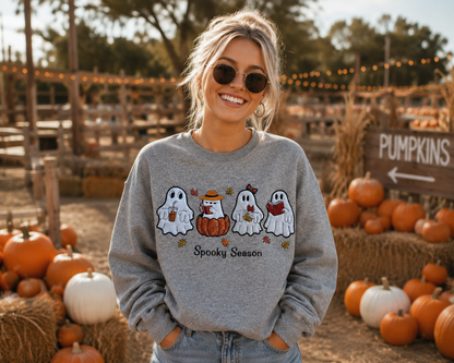 Spooky Season Ghost Embroidered Sweatshirt