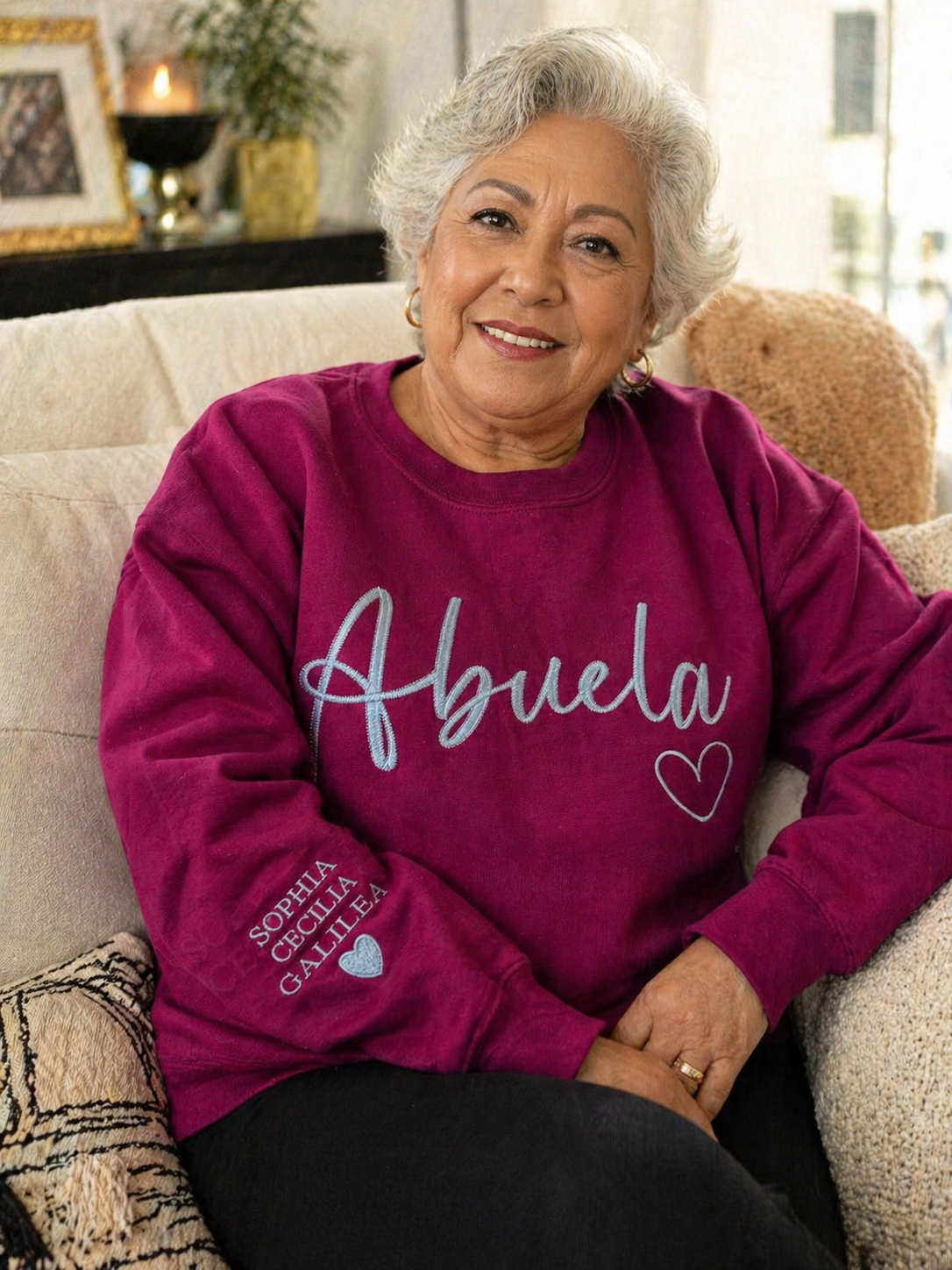 Abuela Embroidered Sweatshirt, Personalized Grandma Gift, Custom Names Sleeve, Hispanic Grandma Sweater, Latina Family Gift, Gift for Abuela