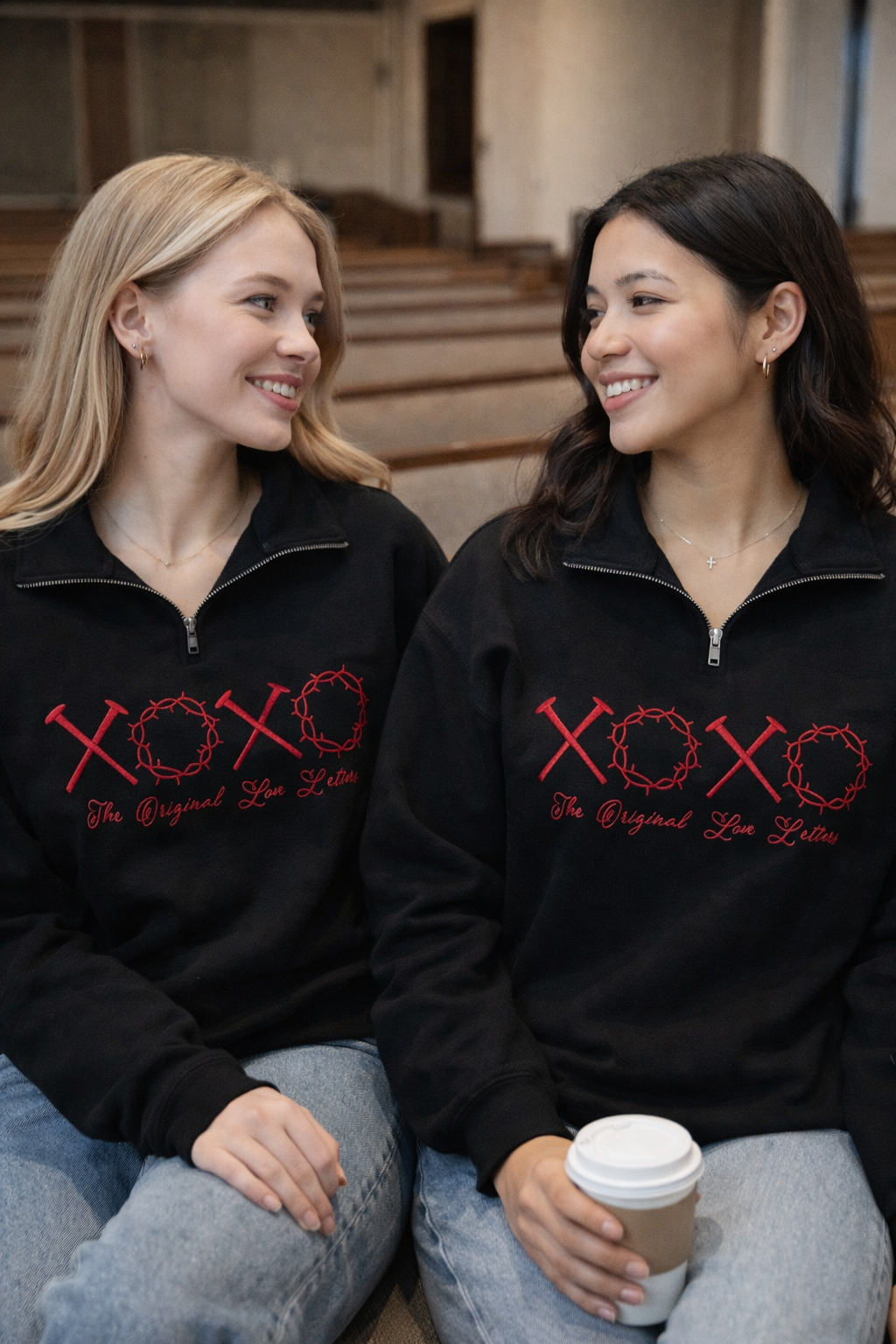 XOXO The Original Love Letters Embroidered Sweatshirt, Nails and Crowns, Christian Apparel