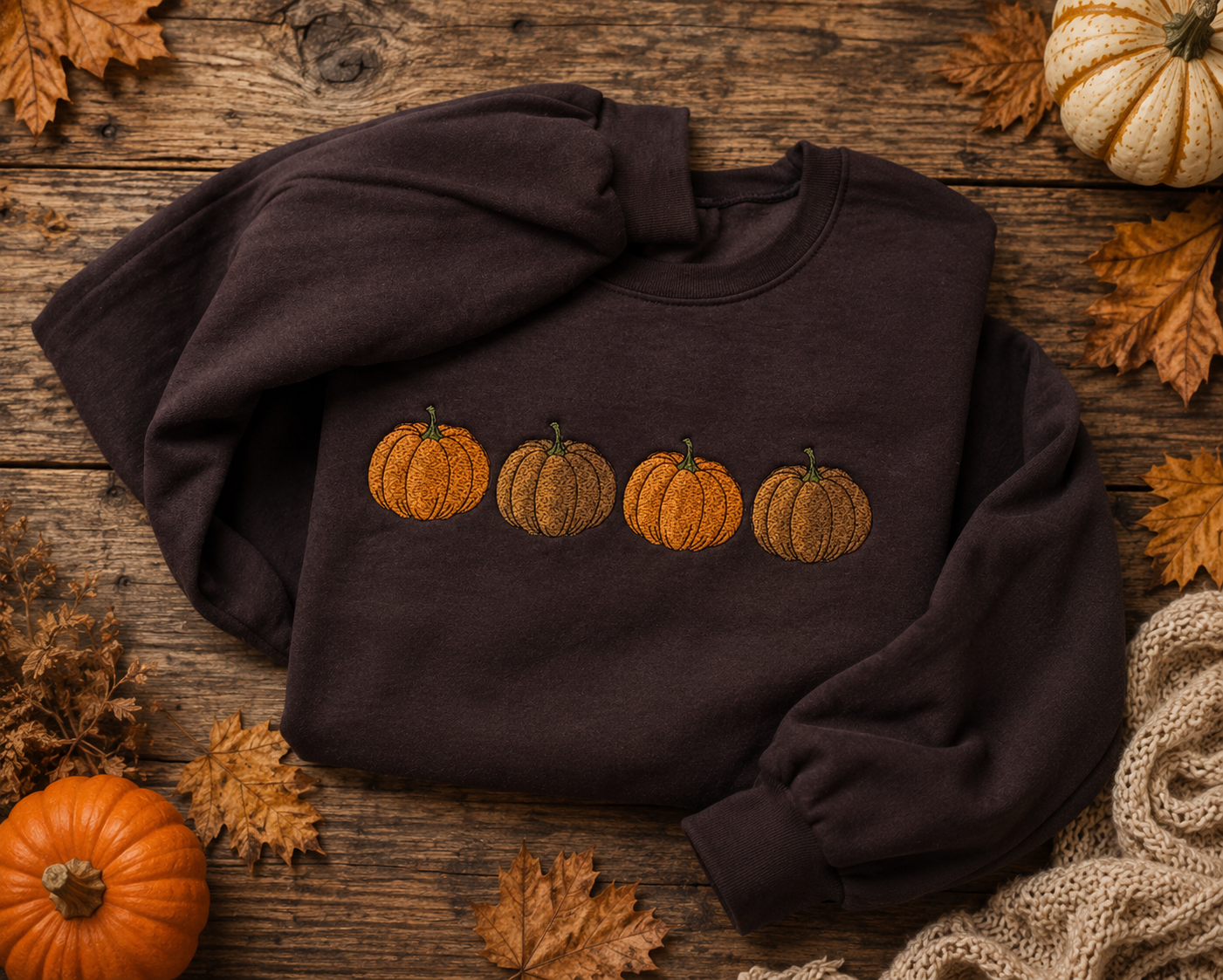 Pumpkin Season Embroidered Sweatshirt | Personalized Fall Crewneck | Custom Family Name