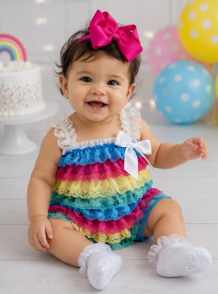 Baby Girl Lace Romper Set — Cake Smash & Birthday Outfit