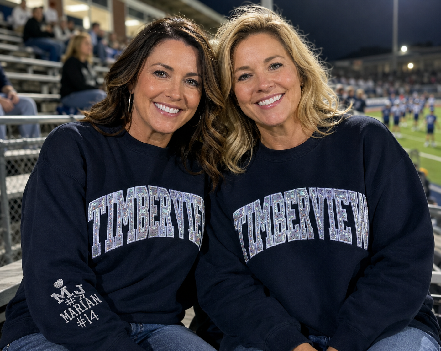 Timberview Sweatshirt & Hoodie | Custom Arch Sparkle Appliqué | Personalized School Spirit | It's So Cute®