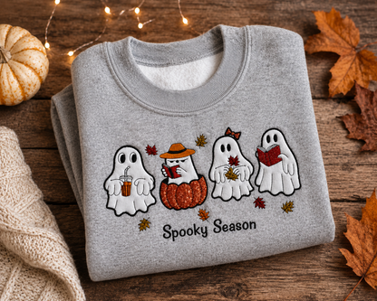 Spooky Season Ghost Embroidered Sweatshirt