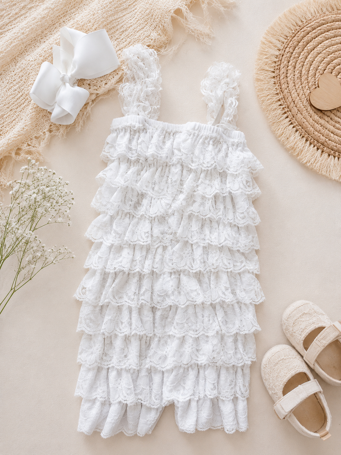 Baby Girl Lace Romper Set — Cake Smash & Birthday Outfit