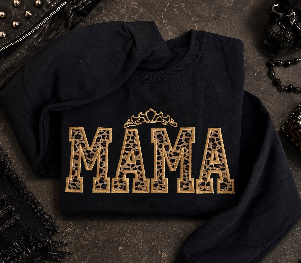 Sudadera bordada "Mamá Leopardo" | Diseño de corona | Personalizada