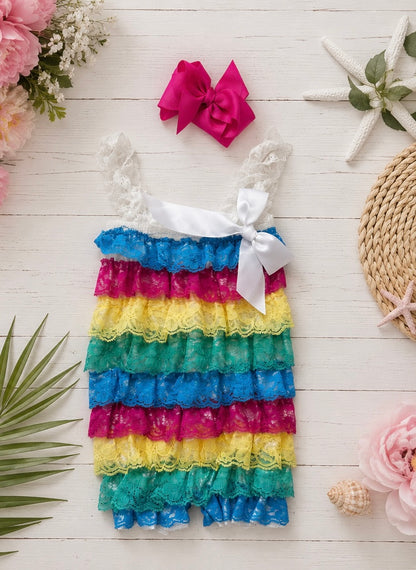 Baby Girl Lace Romper Set — Cake Smash & Birthday Outfit