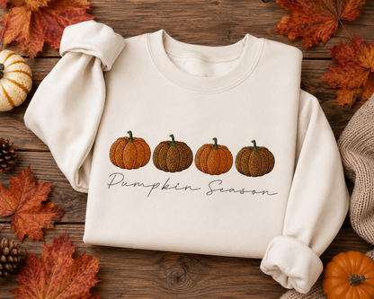Pumpkin Season Embroidered Sweatshirt | Personalized Fall Crewneck | Custom Family Name