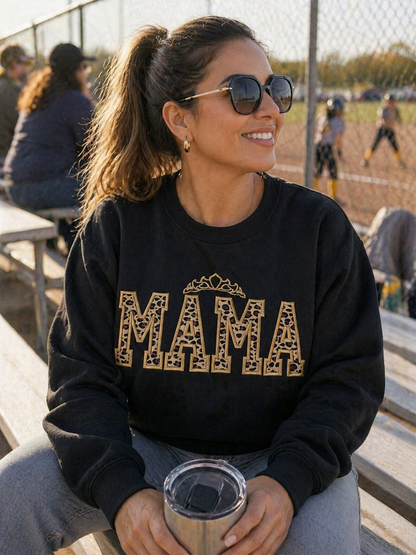 Sudadera bordada "Mamá Leopardo" | Diseño de corona | Personalizada