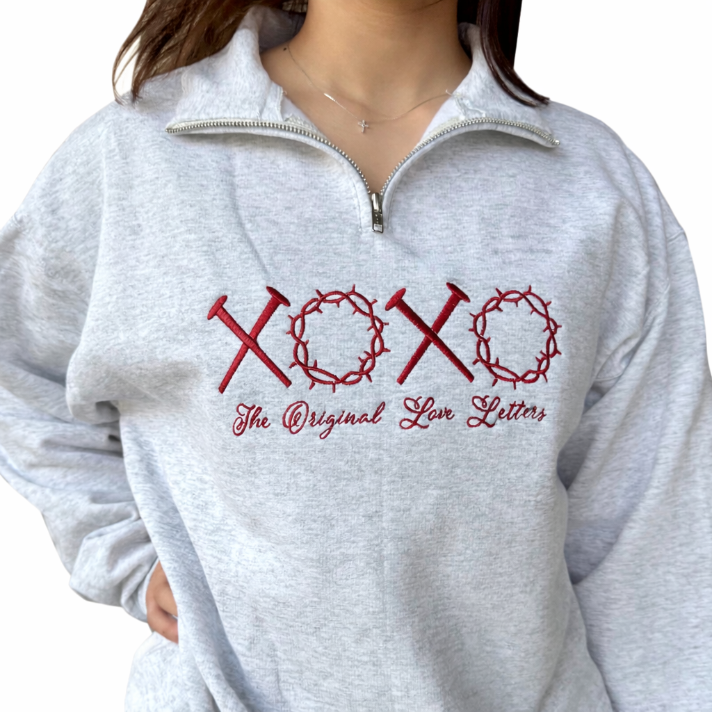 XOXO The Original Love Letters Embroidered Sweatshirt, Nails and Crowns, Christian Apparel