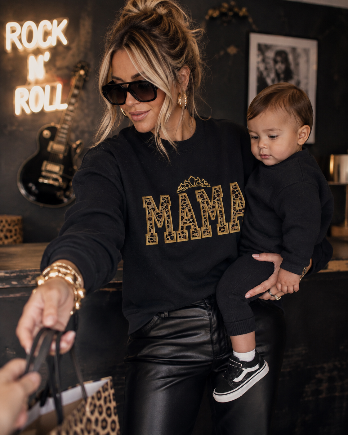 Sudadera bordada "Mamá Leopardo" | Diseño de corona | Personalizada