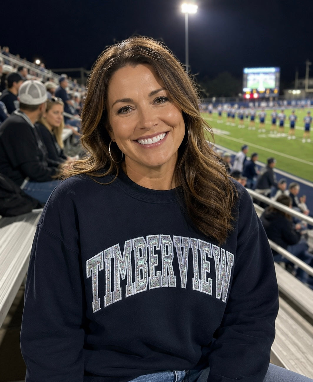 Timberview Sweatshirt & Hoodie | Custom Arch Sparkle Appliqué | Personalized School Spirit | It's So Cute®