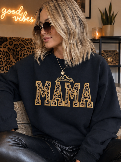 Sudadera bordada "Mamá Leopardo" | Diseño de corona | Personalizada