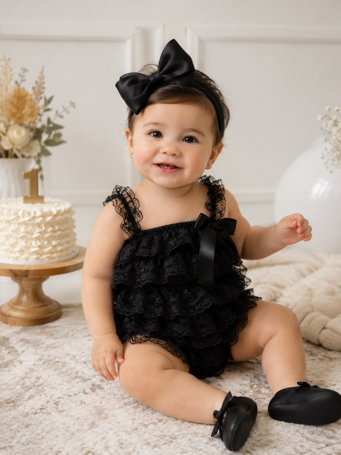 Baby Girl Lace Romper Set — Cake Smash & Birthday Outfit