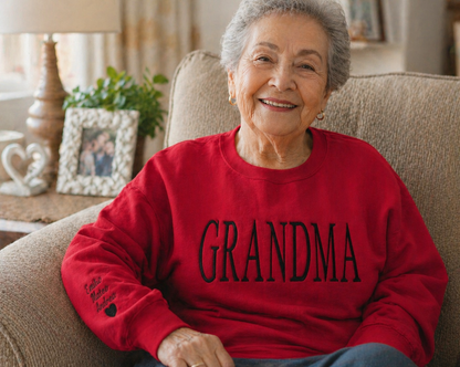 Grandma Embroidered Sweatshirt, Personalized Gift for Grandma, Custom Names on Sleeve, Grandma Sweater, Family Gift, Gift for Grandma