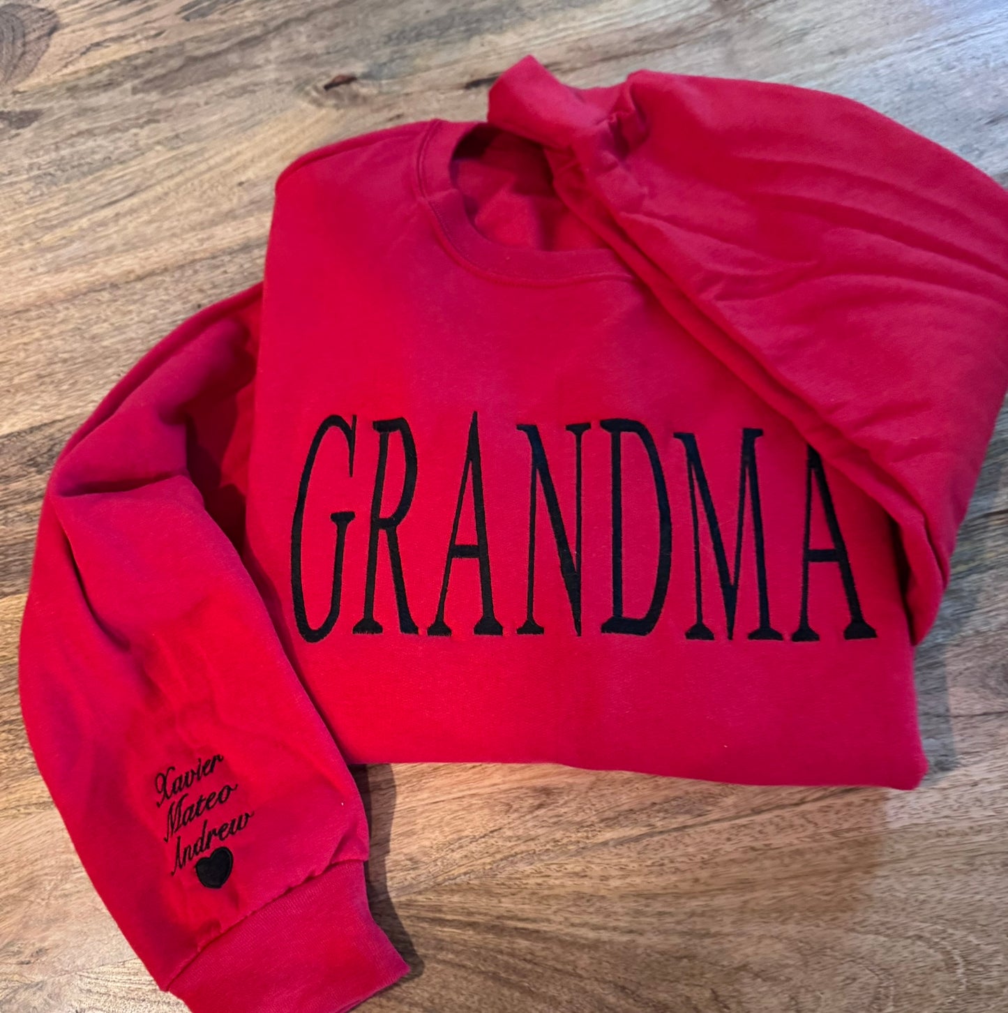 Grandma Embroidered Sweatshirt, Personalized Gift for Grandma, Custom Names on Sleeve, Grandma Sweater, Family Gift, Gift for Grandma