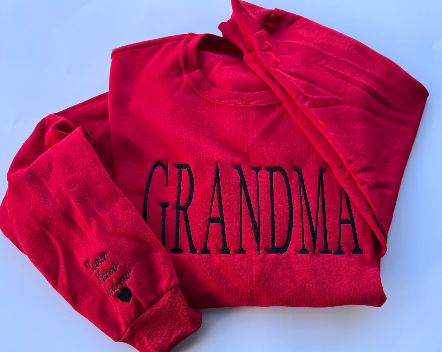 Grandma Embroidered Sweatshirt, Personalized Gift for Grandma, Custom Names on Sleeve, Grandma Sweater, Family Gift, Gift for Grandma