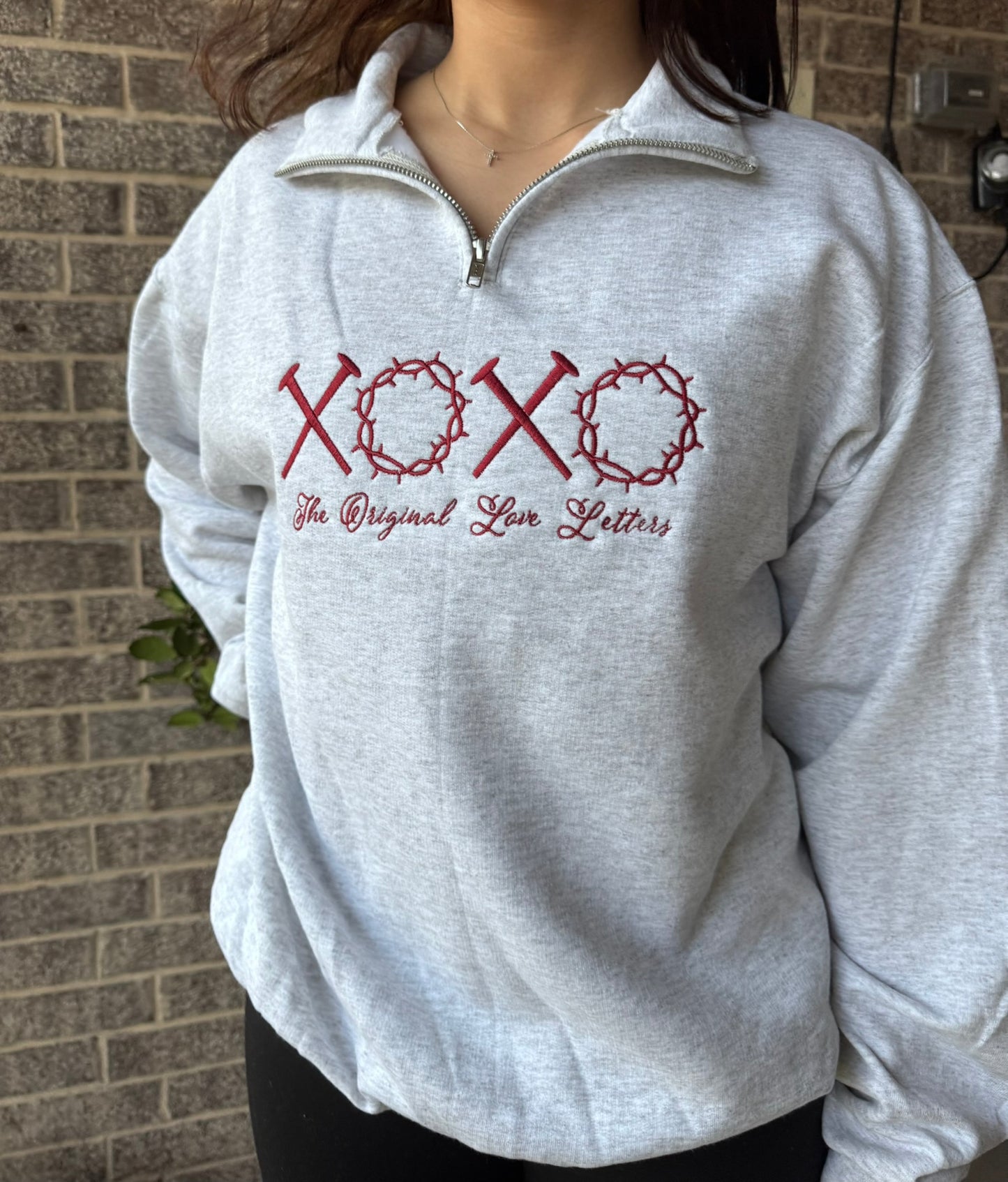 XOXO The Original Love Letters Embroidered Sweatshirt, Nails and Crowns, Christian Apparel