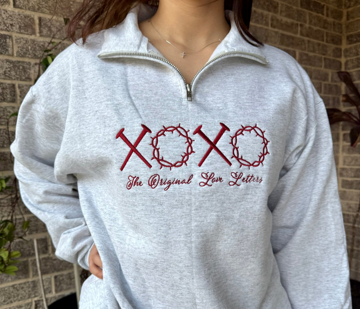 XOXO The Original Love Letters Embroidered Sweatshirt, Nails and Crowns, Christian Apparel