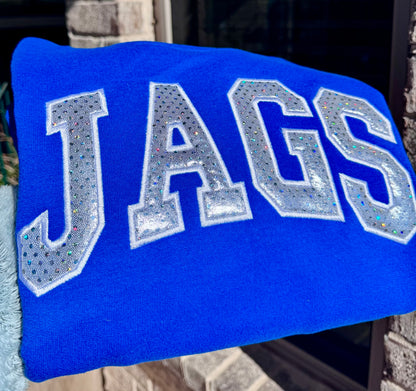 Jags Sweatshirt & Hoodie | Custom Arch Sparkle Appliqué | Personalized School Spirit | It's So Cute®