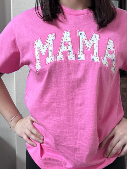 Personalized embroidered Mama tee with floral design custom name shirt