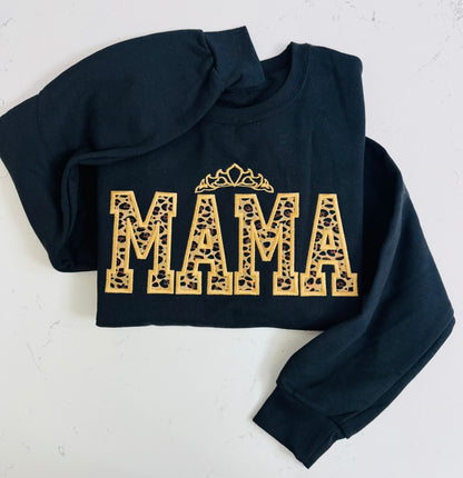 Sudadera bordada "Mamá Leopardo" | Diseño de corona | Personalizada