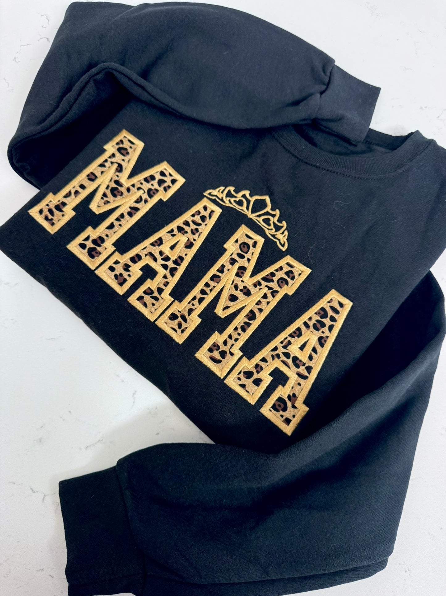 Sudadera bordada "Mamá Leopardo" | Diseño de corona | Personalizada