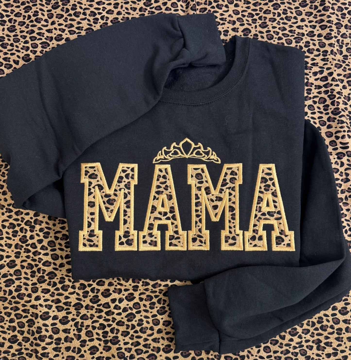 Sudadera bordada "Mamá Leopardo" | Diseño de corona | Personalizada