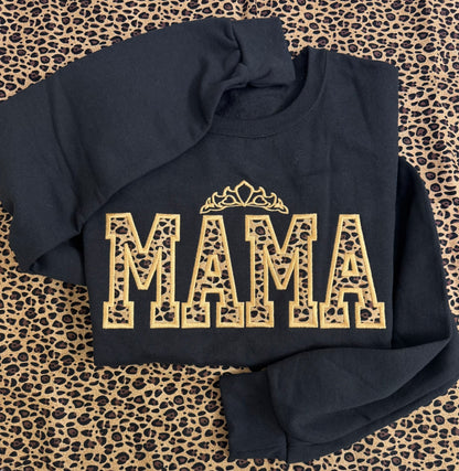 Sudadera bordada "Mamá Leopardo" | Diseño de corona | Personalizada