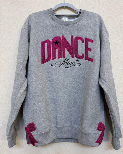 Personalized Dance Mom sweatshirt varsity embroidered detail view