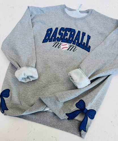 Baseball Mom custom varsity sweatshirt full view embroidered crewneck
