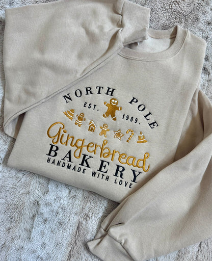 Embroidered Gingerbread Bakery Christmas Sweatshirt