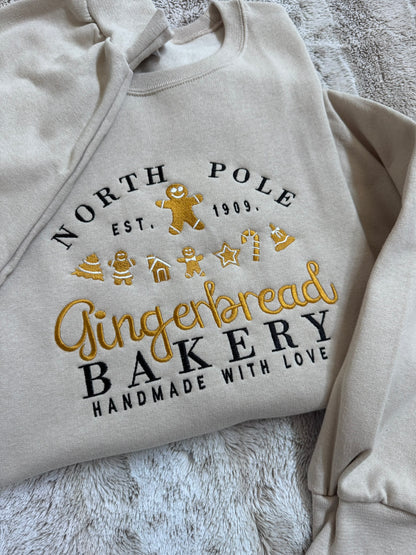 Embroidered Gingerbread Bakery Christmas Sweatshirt
