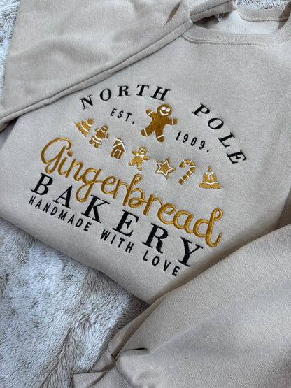 Embroidered Gingerbread Bakery Christmas Sweatshirt