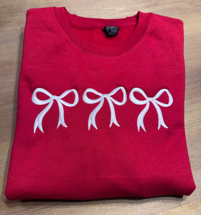 Coquette Bow Embroidered Sweatshirt & Hoodie – Girly Christmas Gift for Her