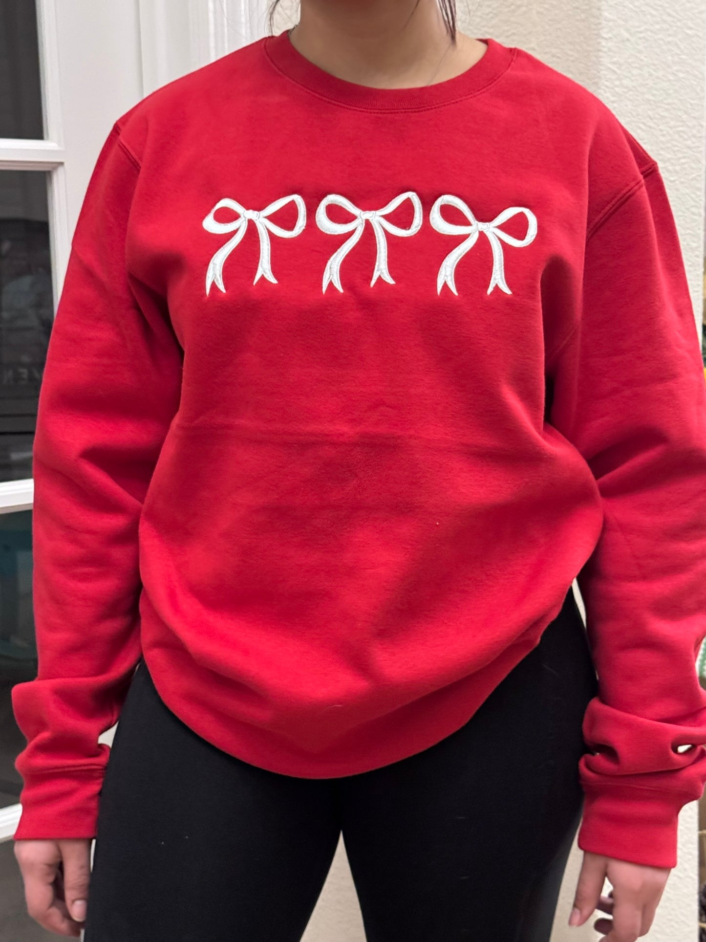 Coquette Bow Embroidered Sweatshirt & Hoodie – Girly Christmas Gift for Her