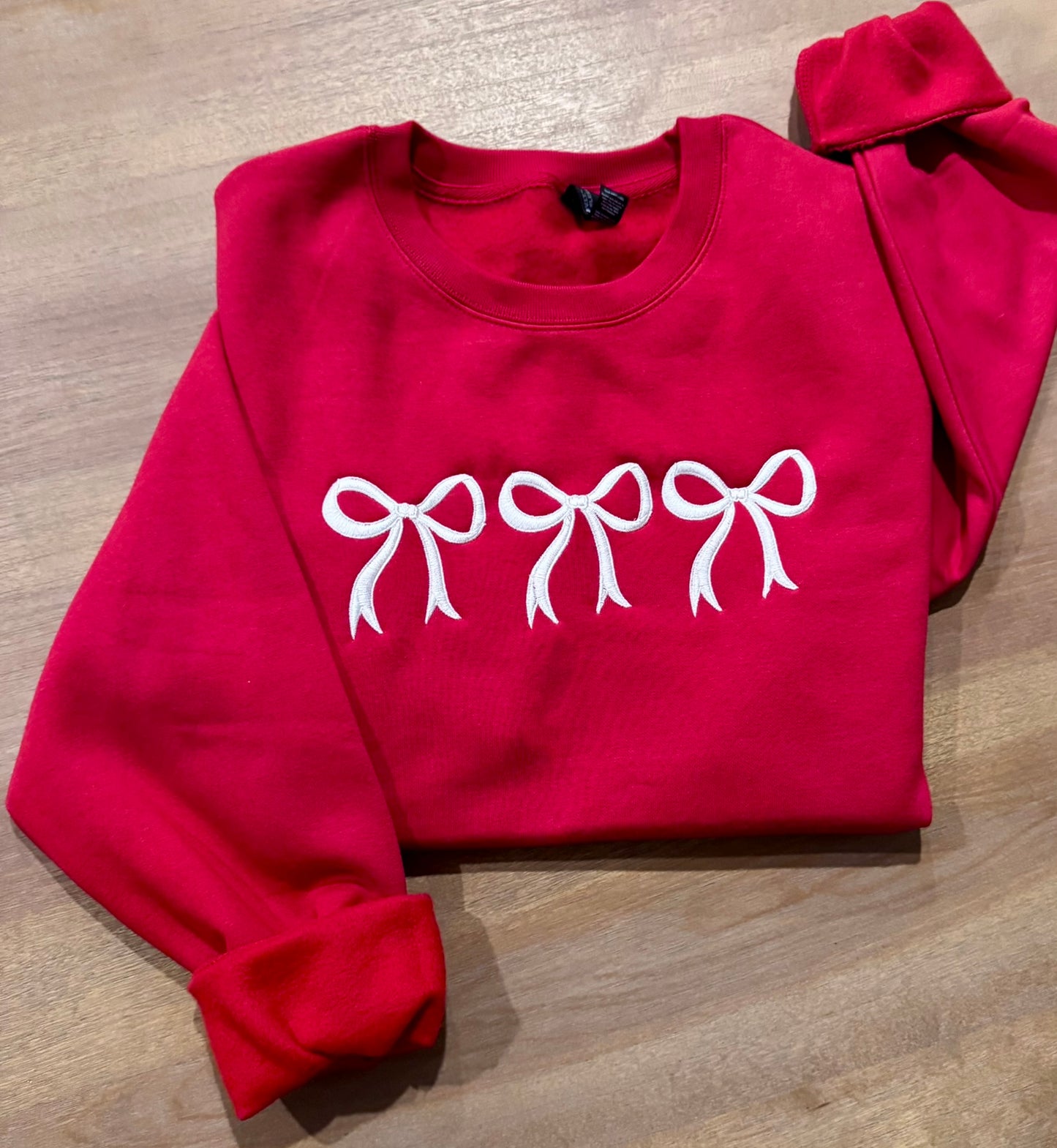 Coquette Bow Embroidered Sweatshirt & Hoodie – Girly Christmas Gift for Her