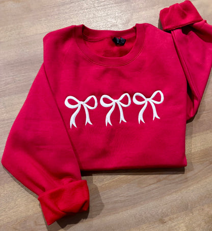 Coquette Bow Embroidered Sweatshirt & Hoodie – Girly Christmas Gift for Her