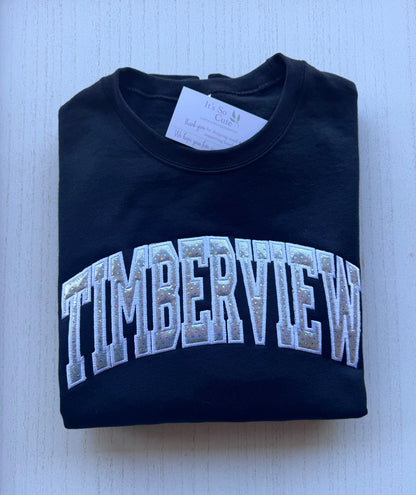 Timberview Sweatshirt & Hoodie | Custom Arch Sparkle Appliqué | Personalized School Spirit | It's So Cute®
