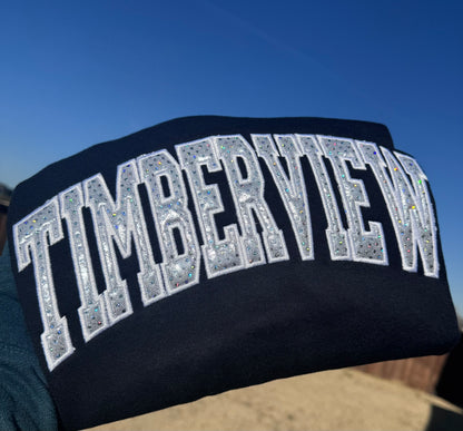 Timberview Sweatshirt & Hoodie | Custom Arch Sparkle Appliqué | Personalized School Spirit | It's So Cute®