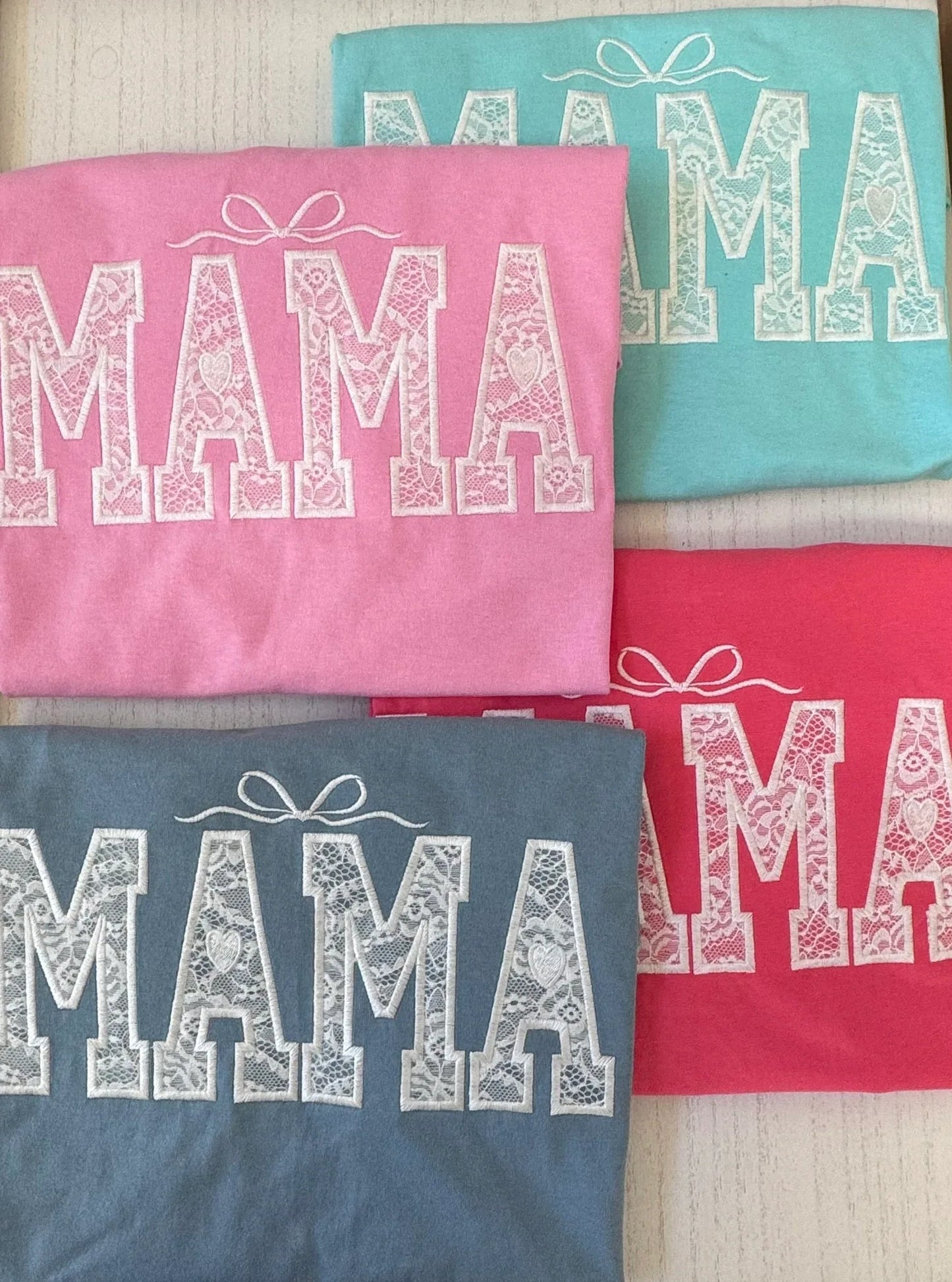 Personalized lace embroidered Mama shirt custom name tee