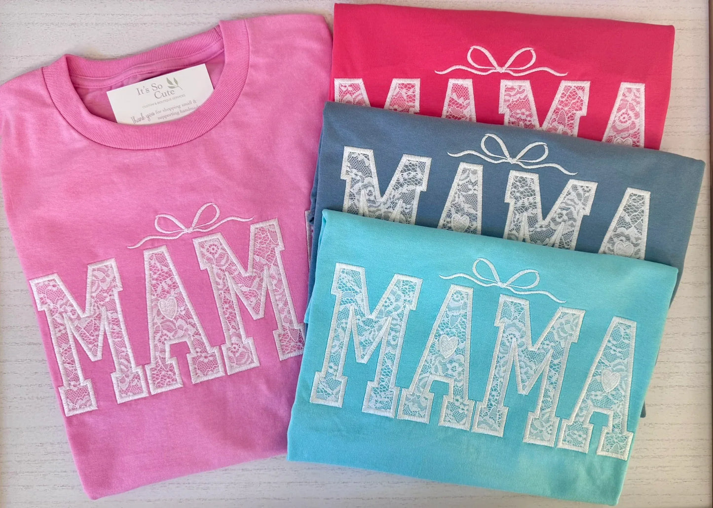 Personalized Mama shirt with lace embroidered design custom name