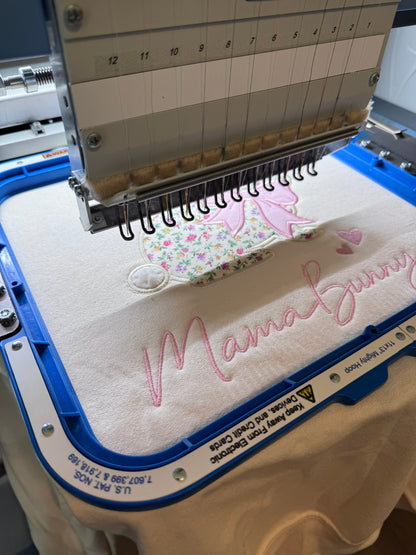 Mama Bunny Floral Appliqué Sweatshirt & Hoodie | Grandma Bunny | Custom Title | Sleeve Names