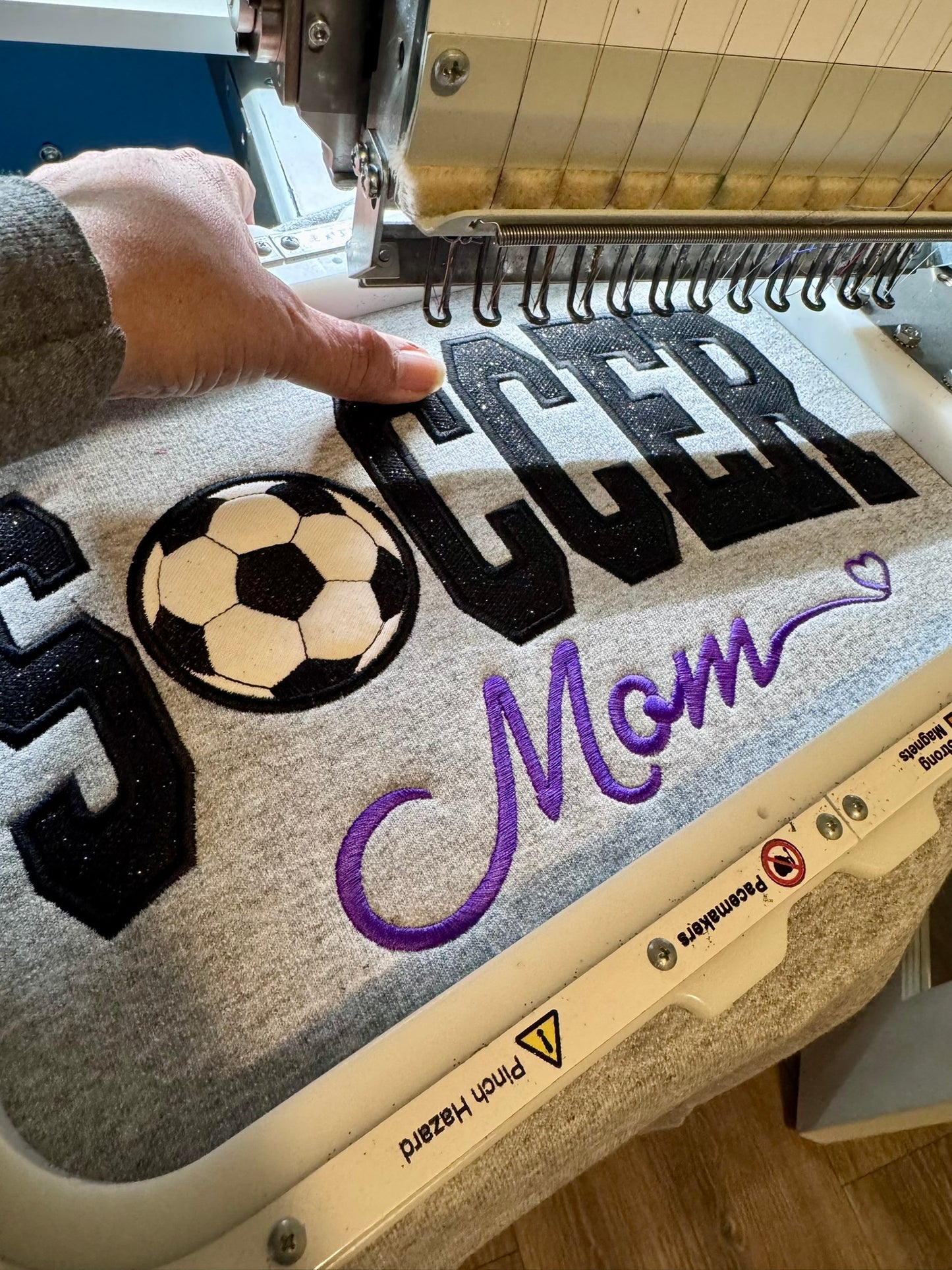 Embroidered Softball Mom Sweatshirt | Varsity Appliqué Crewneck | Custom Sleeve Name | It's So Cute®