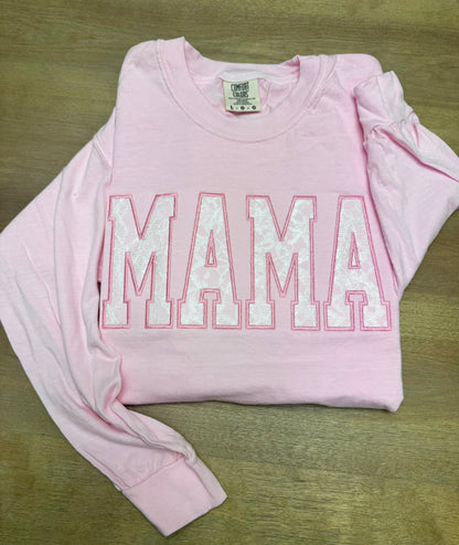 Personalized Lace Appliqué Embroidered Shirt & Sweatshirt | Custom Mama Grandma Nana Gift