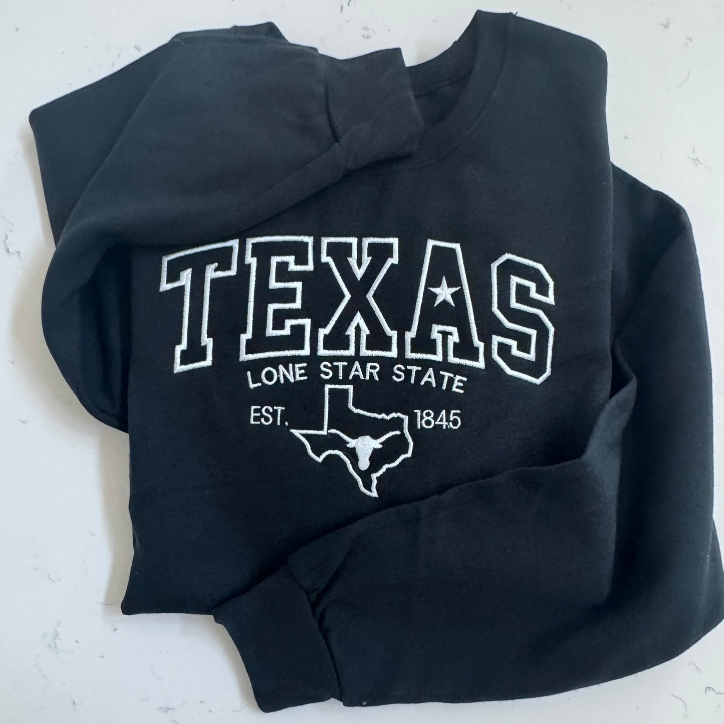 Texas Longhorn Embroidered Sweatshirt | Lone Star State Crewneck | Texas Pride Gift