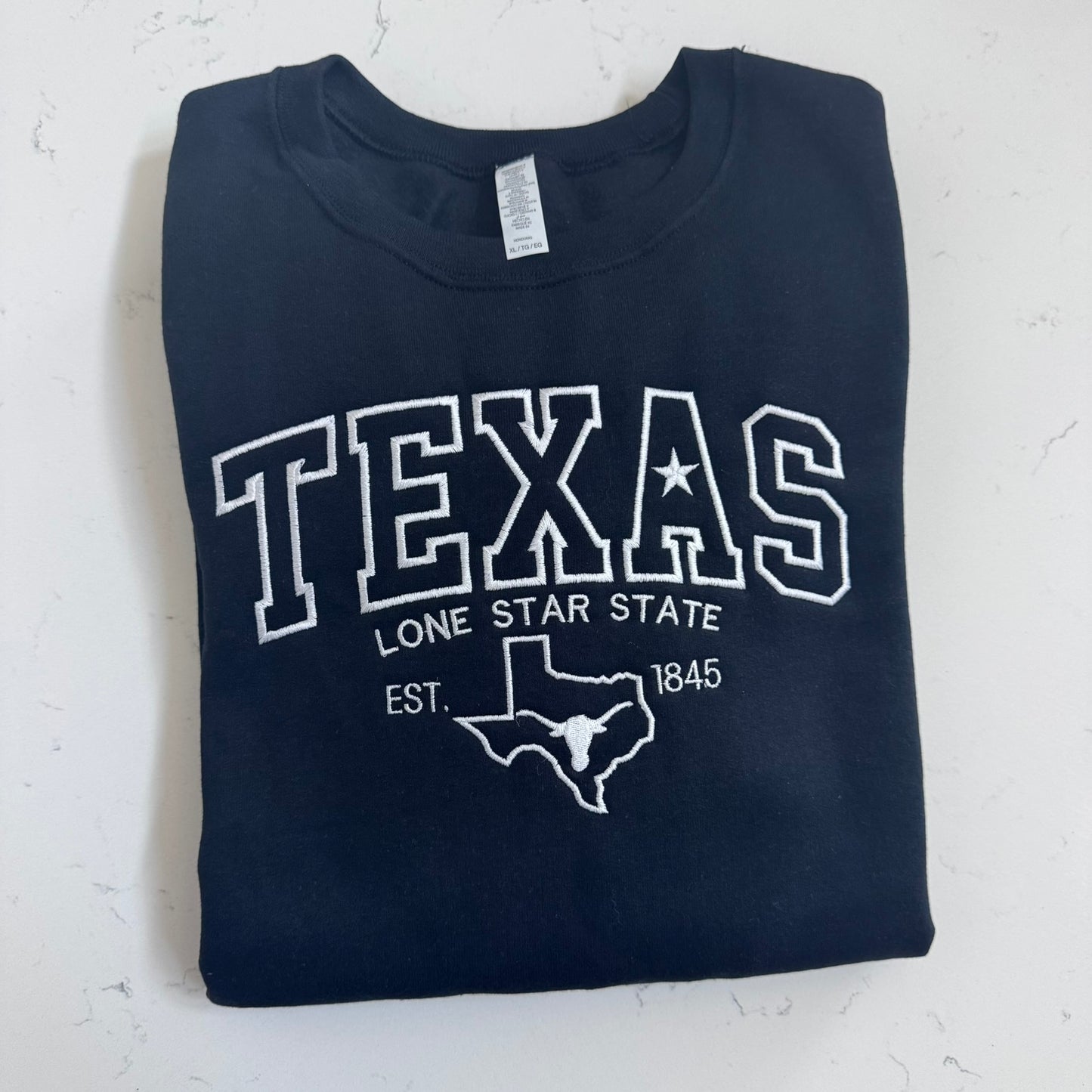 Texas Longhorn Embroidered Sweatshirt | Lone Star State Crewneck | Texas Pride Gift