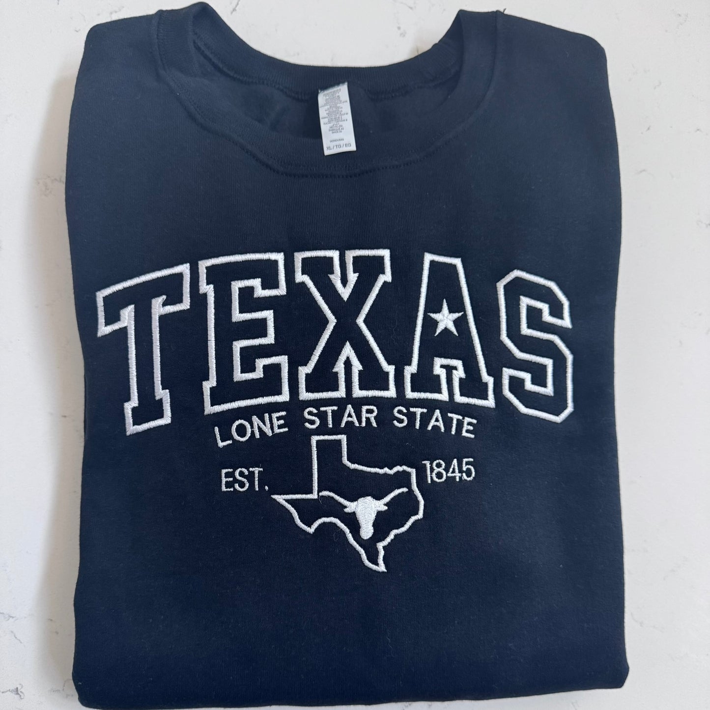 Texas Longhorn Embroidered Sweatshirt | Lone Star State Crewneck | Texas Pride Gift