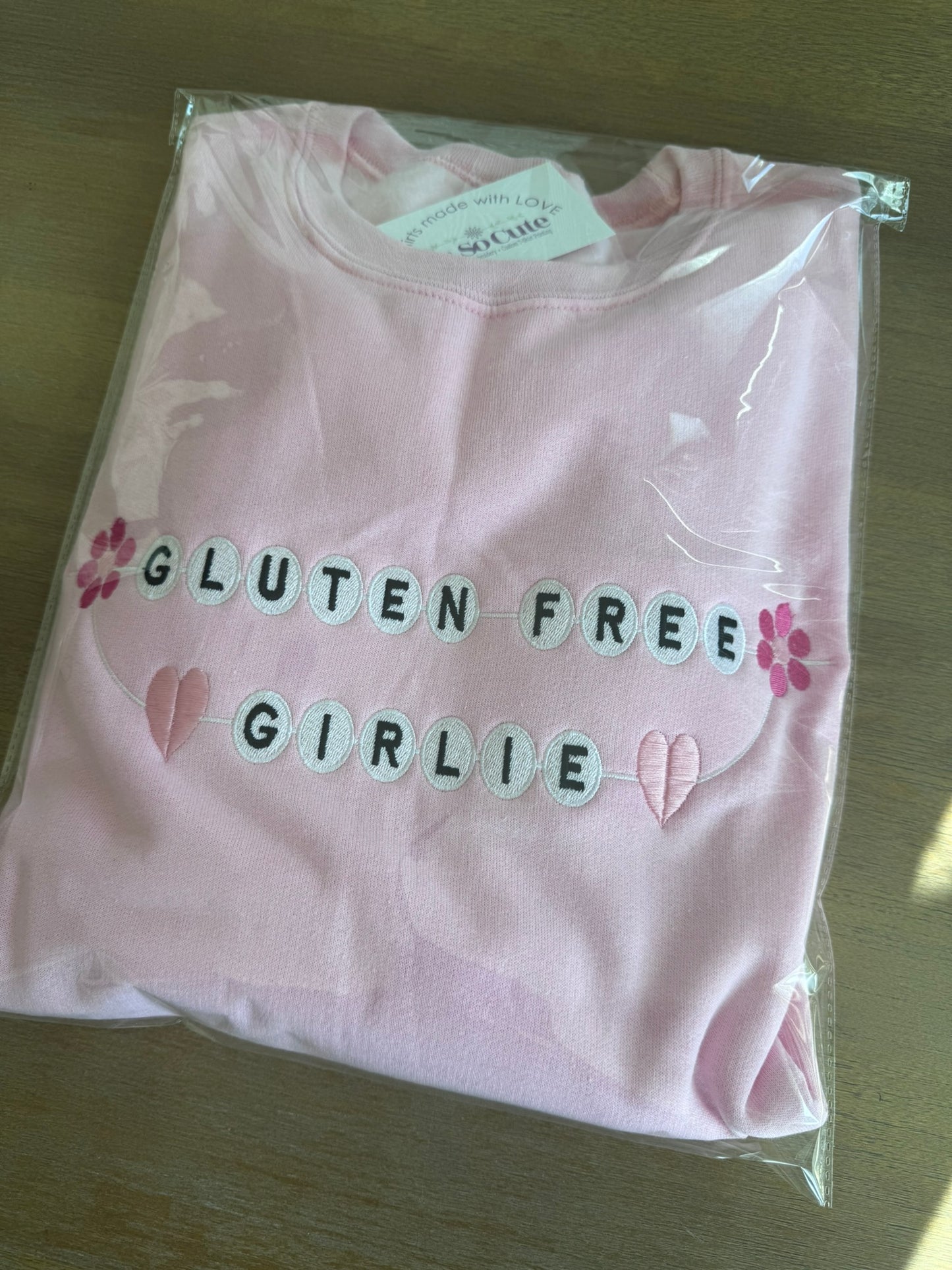 Gluten Free Girlie Embroidered Sweatshirt & Hoodie | Celiac Gift for Women | Cute Girly Crewneck